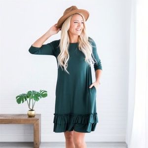 Green Ruffle Hem Dress